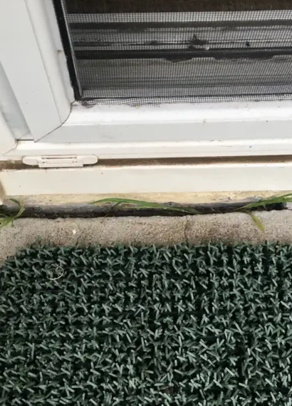 Une fissure entre la porte et la terrasse d'une maison