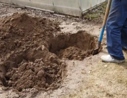 Un homme qui creuse un trou dans un jardin