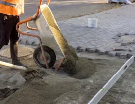 Une personne qui pose un pavé
