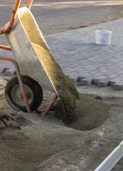Une personne qui pose un pavé
