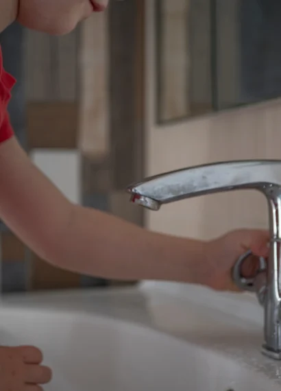 Une personne qui ouvre un robinet